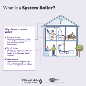 Why chose a system boiler? Image of a house with people inside and the heating system going to different rooms