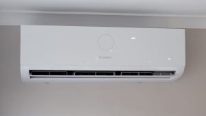 Image of a Worcester Bosch air conditioning unit on the internal walls of a property, installed by RJ Martindale